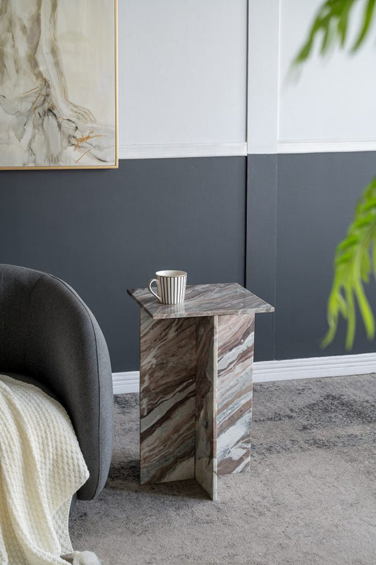 Decorative Geometric Marble Side Table