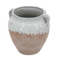 Round Terracotta Vase With Distressed White Tan Finish