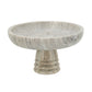 Marble Pedestal Bowl With Natural Gray Finish And Ribbed Base