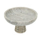 Marble Pedestal Bowl With Natural Gray Finish And Ribbed Base