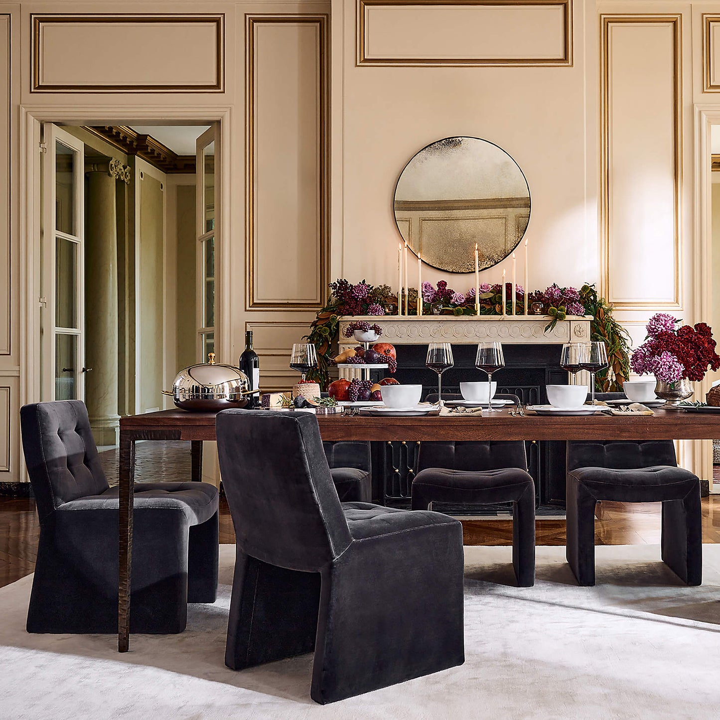 Hank Tufted Charcoal Grey Velvet Dining Chair