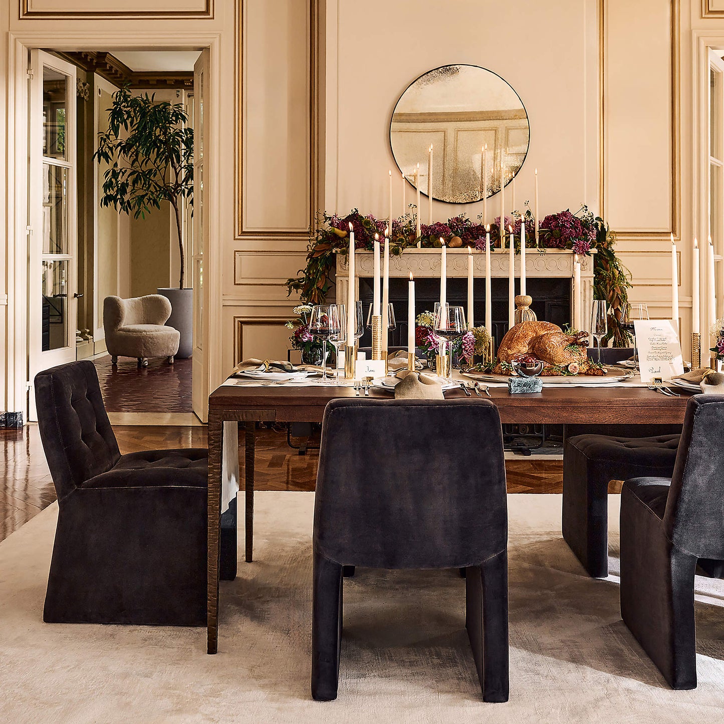 Hank Tufted Charcoal Grey Velvet Dining Chair