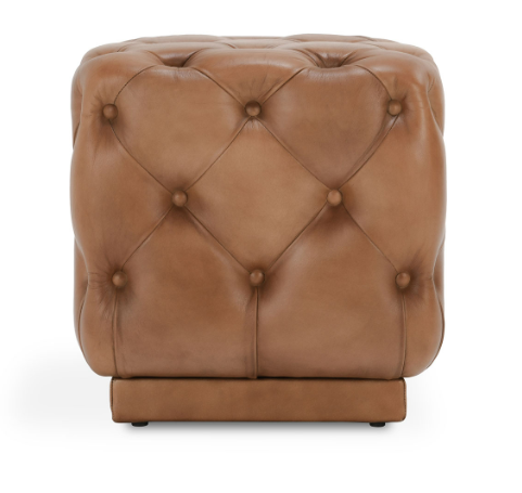 Briar Leather 19" Square Ottoman Tutor Brown