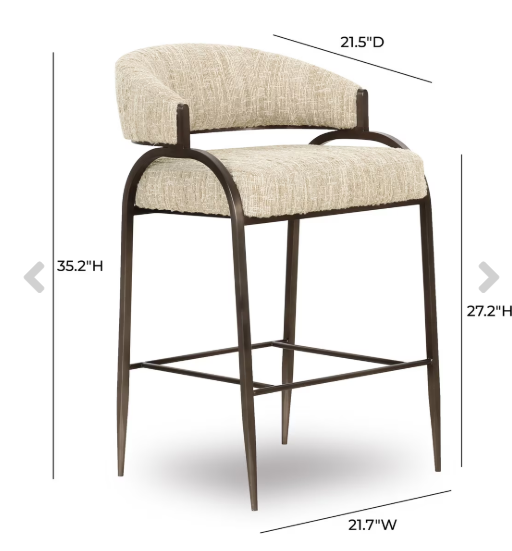 Tatum Cream Textured Performance Boucle Counter Stool