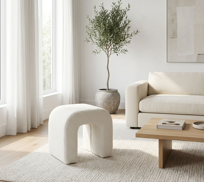 HUTTONMILL WHITE OTTOMAN 18 (IN)