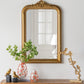 Decorative Arched Wall Mirror With Ornate Gold Crest Design