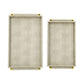 Decorative Gray Faux Leather Trays with Gold Handles
