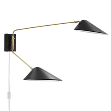 Cargar imagen en el visor de la galería, Journey 2-Light Swing Arm Wall Sconce in Black
