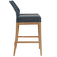 Wellspring Outdoor Patio Teak Wood Bar Stool in Blue Graphite