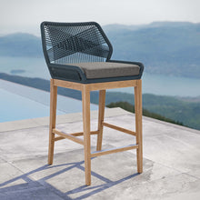 Cargar imagen en el visor de la galería, Wellspring Outdoor Patio Teak Wood Bar Stool in Blue Graphite
