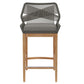 Wellspring Outdoor Patio Teak Wood Bar Stool in Blue Graphite