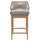Wellspring Outdoor Patio Teak Wood Bar Stool in Blue Graphite