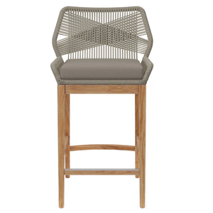 Wellspring Outdoor Patio Teak Wood Bar Stool in Blue Graphite