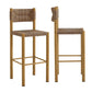 Parkland Outdoor Patio Rattan and Aluminum Bar Stools Set of 2 in Natural