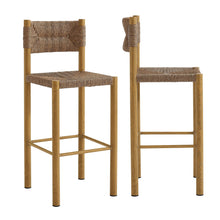 Cargar imagen en el visor de la galería, Parkland Outdoor Patio Rattan and Aluminum Bar Stools Set of 2 in Natural
