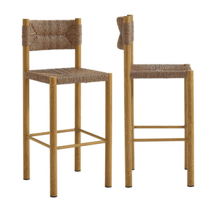 Parkland Outdoor Patio Rattan and Aluminum Bar Stools Set of 2 in Natural