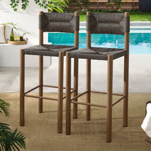 Cargar imagen en el visor de la galería, Parkland Outdoor Patio Rattan and Aluminum Bar Stools Set of 2 in Natural
