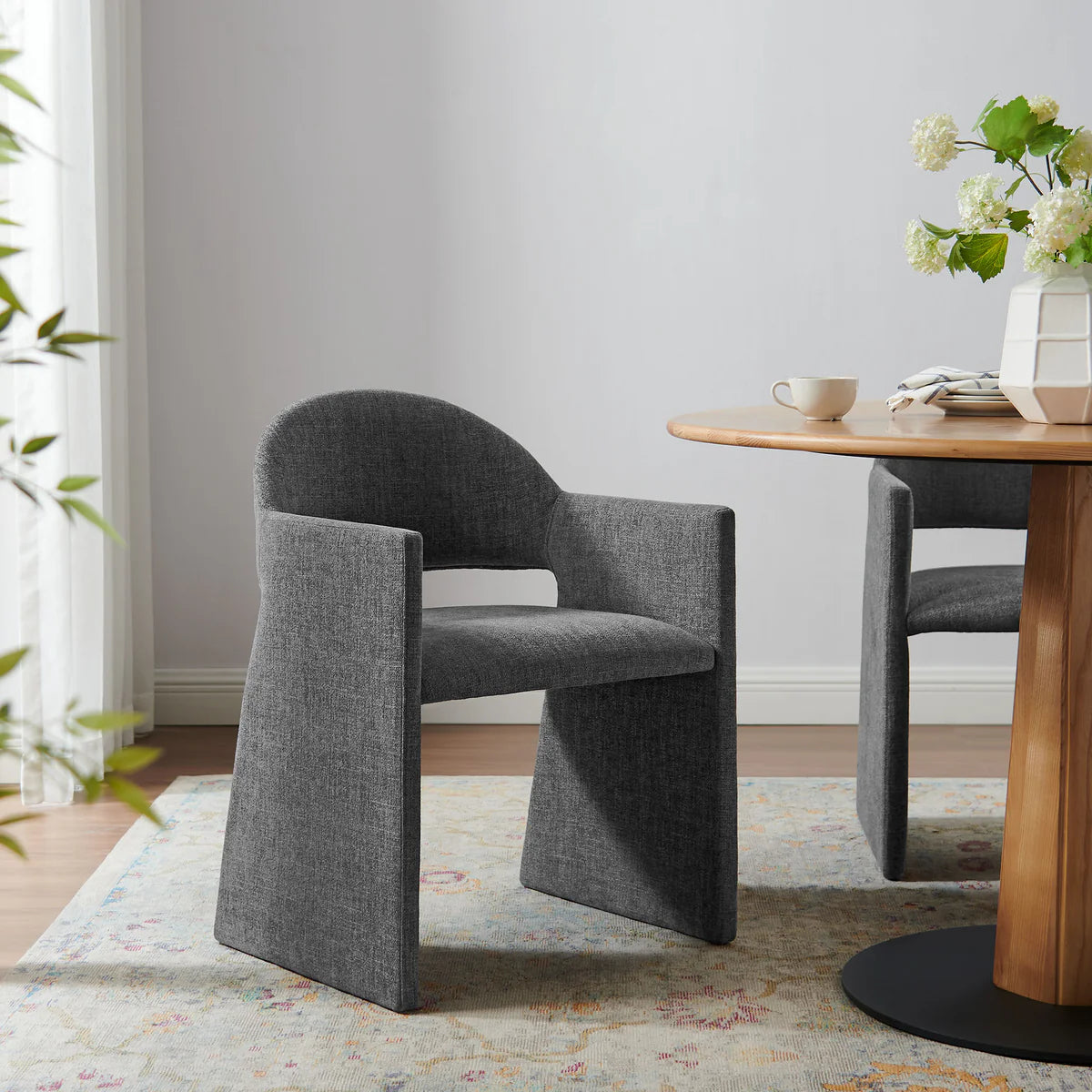 Talia Upholstered Fabric Dining Armchair in Linen