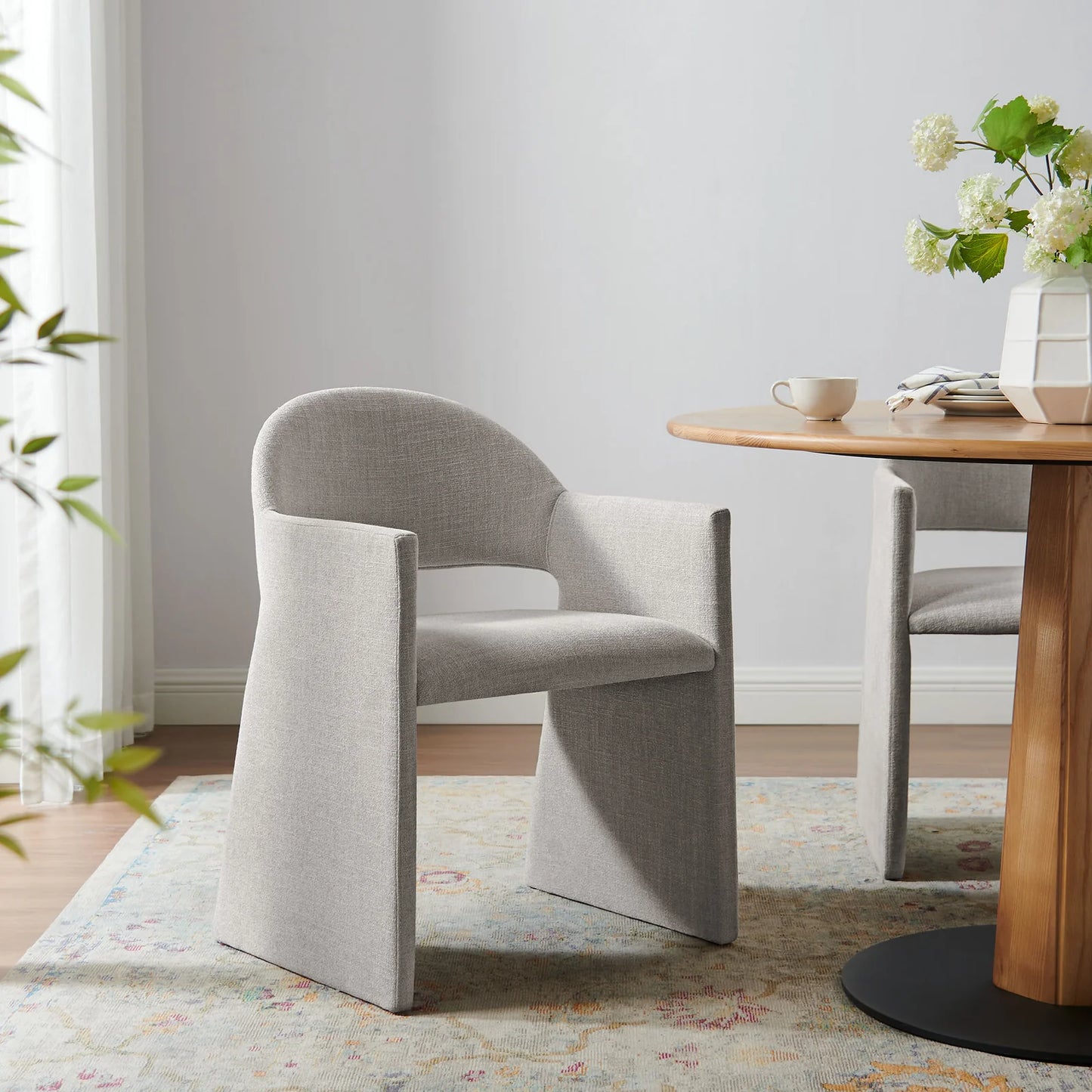 Talia Upholstered Fabric Dining Armchair in Linen