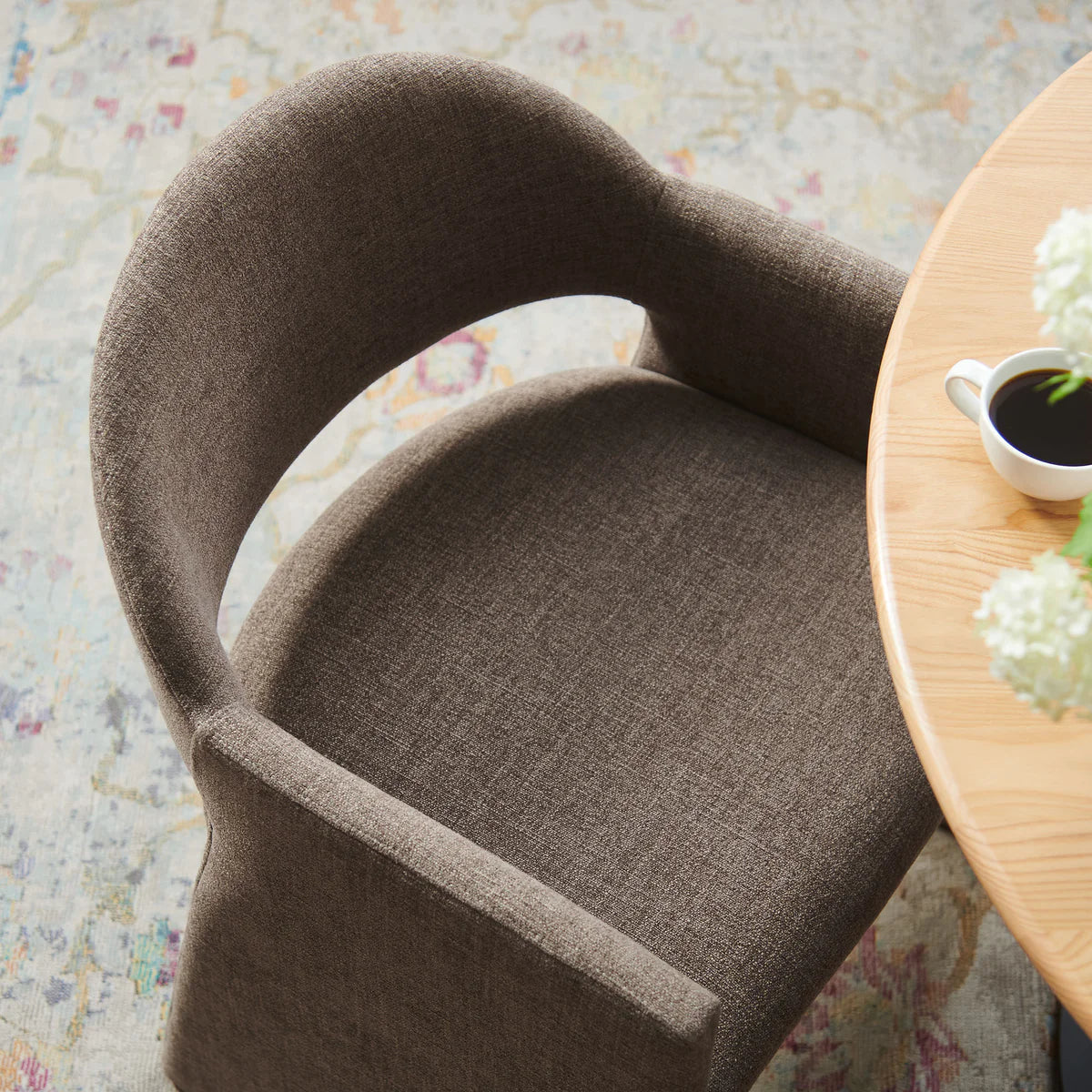 Talia Upholstered Fabric Dining Armchair in Linen