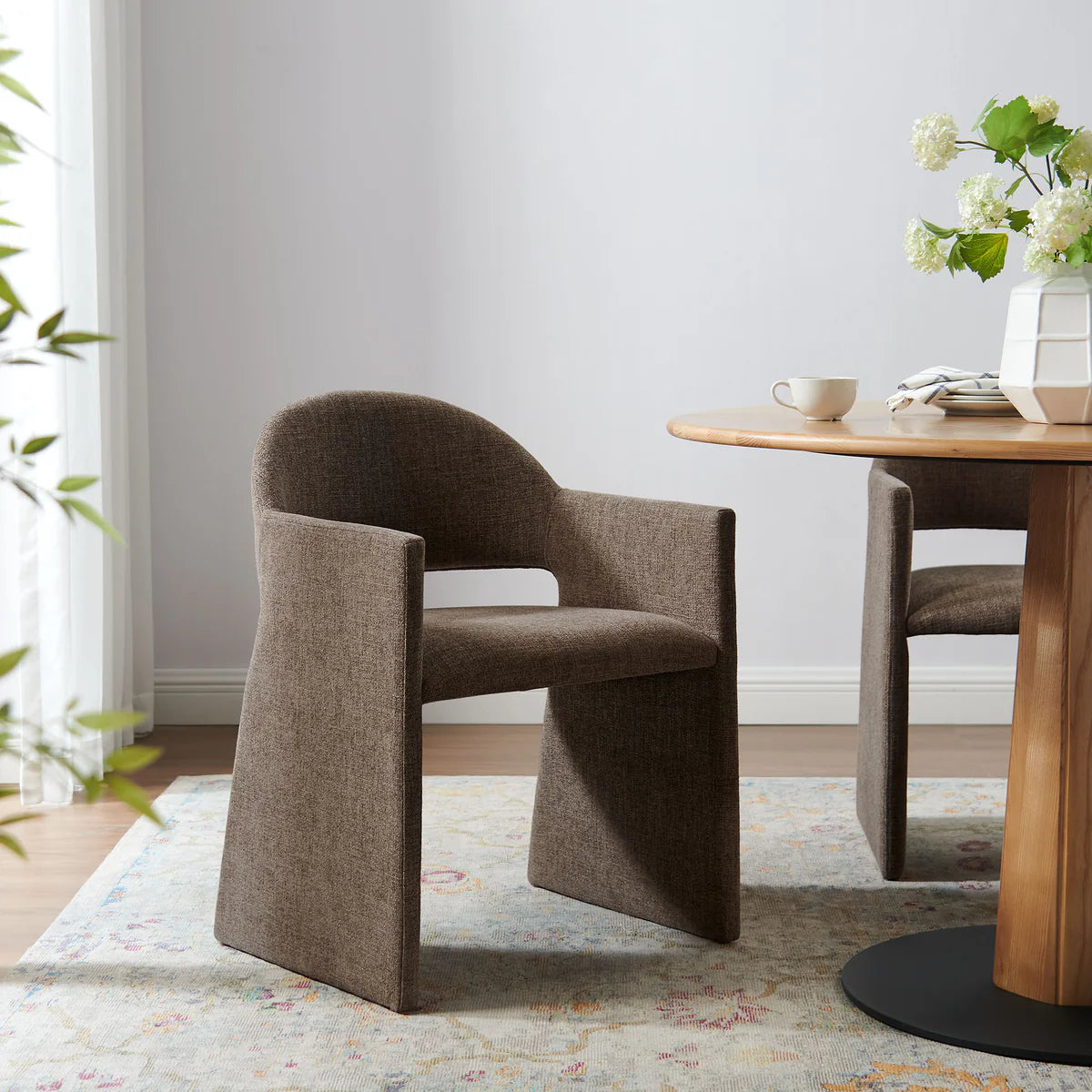Talia Upholstered Fabric Dining Armchair in Linen