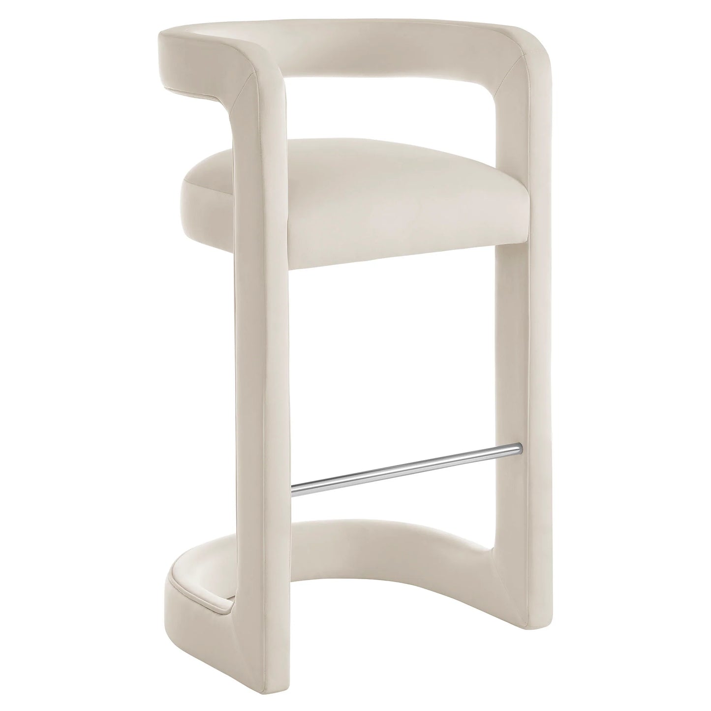 Winslow Performance Velvet Bar Stool in Alabaster