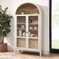 Nolan Tall Arched Storage Display Cabinet in Ivory Oak