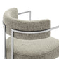 Huron Curved Back Fabric and Metal Dining Accent Chair in Silver Wheat