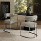 Huron Curved Back Fabric and Metal Dining Accent Chair in Silver Wheat