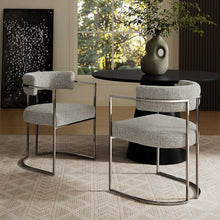 Cargar imagen en el visor de la galería, Huron Curved Back Fabric and Metal Dining Accent Chair in Silver Wheat
