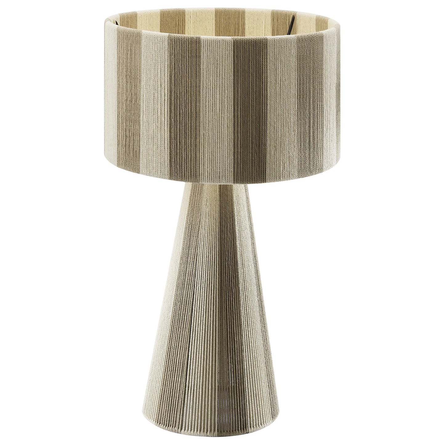 Renae Handwoven Cotton Thread Striped Table Lamp in Cobblestone