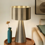 Renae Handwoven Cotton Thread Striped Table Lamp in Cobblestone