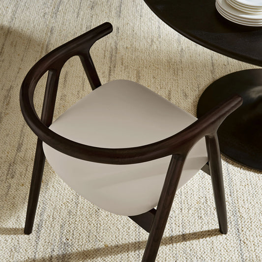 Henry Vegan Leather and Wood Dining Chair in Stone