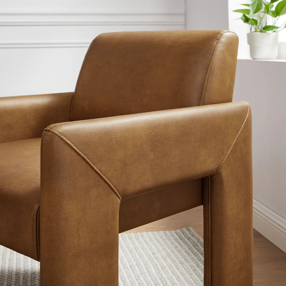 Daven Vegan Leather Dining Armchair in Canyon