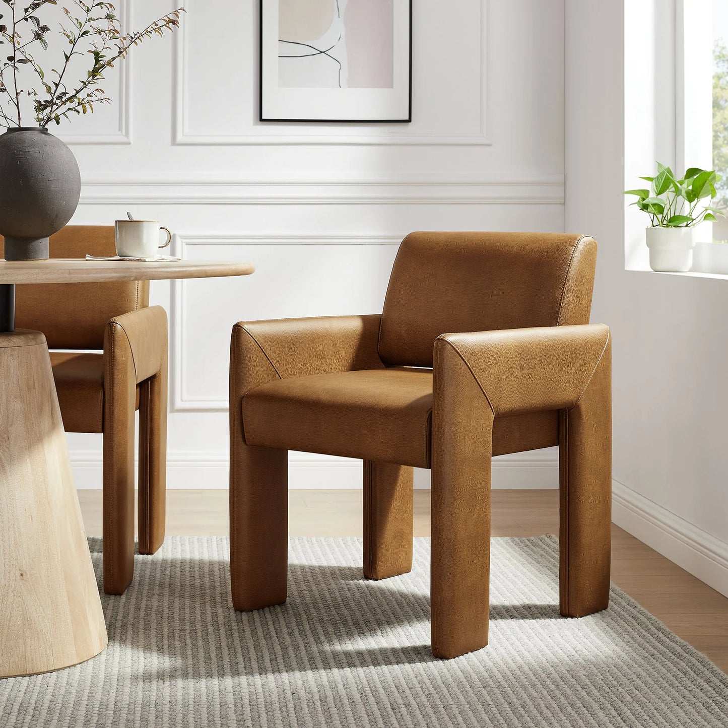 Daven Vegan Leather Dining Armchair in Canyon