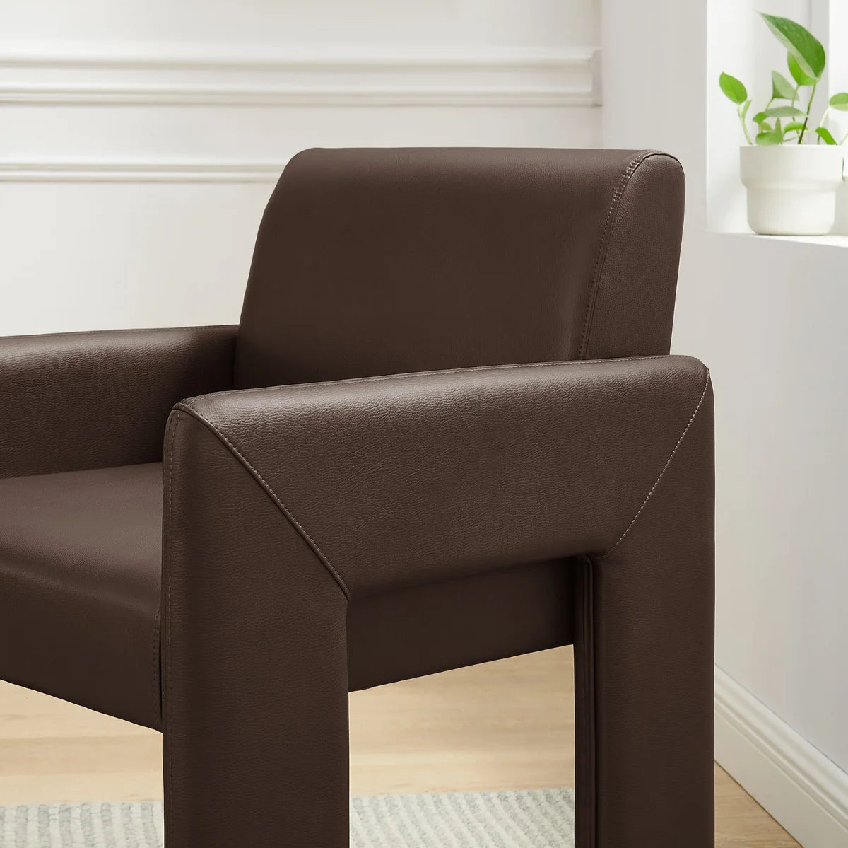 Daven Vegan Leather Dining Armchair in Canyon
