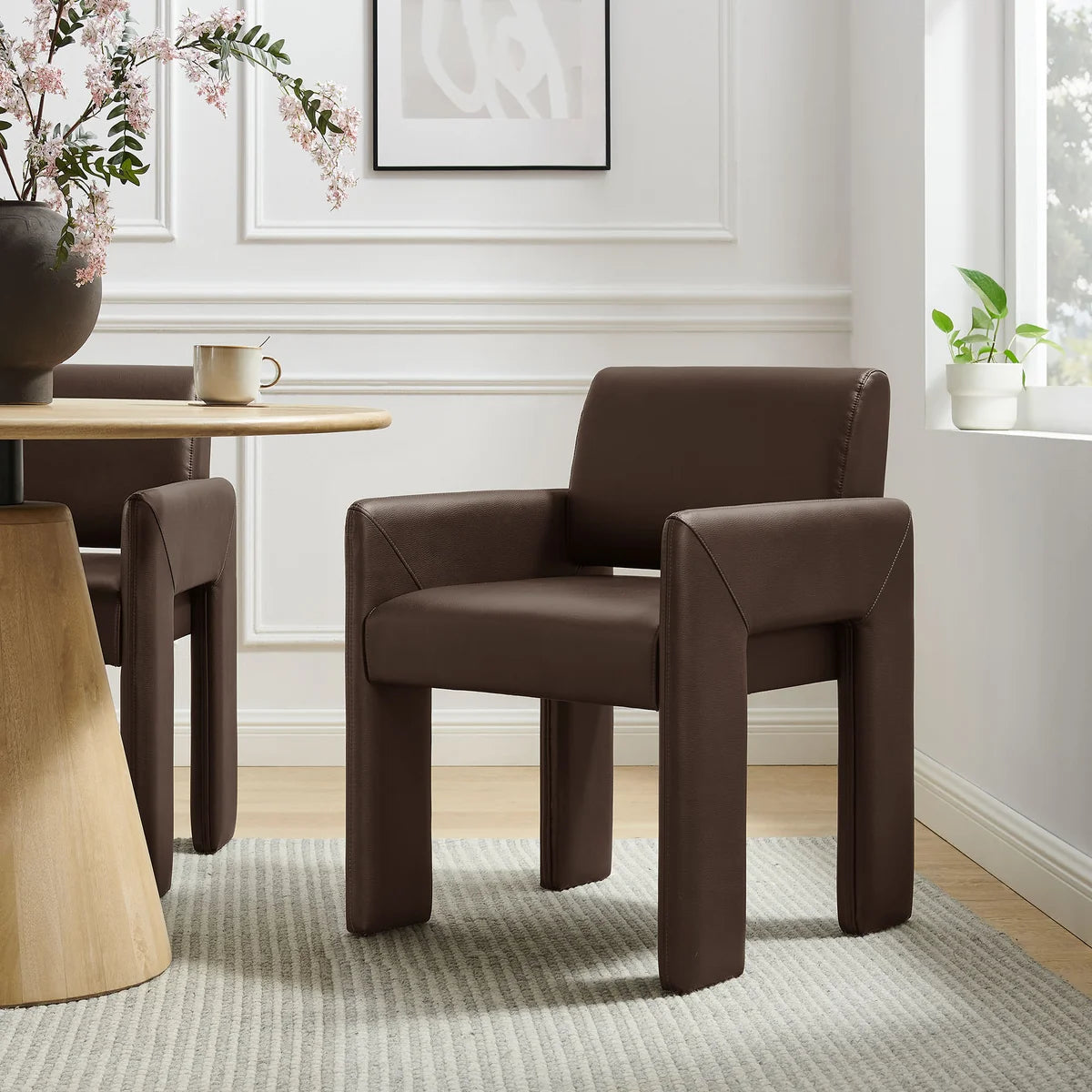 Daven Vegan Leather Dining Armchair in Canyon