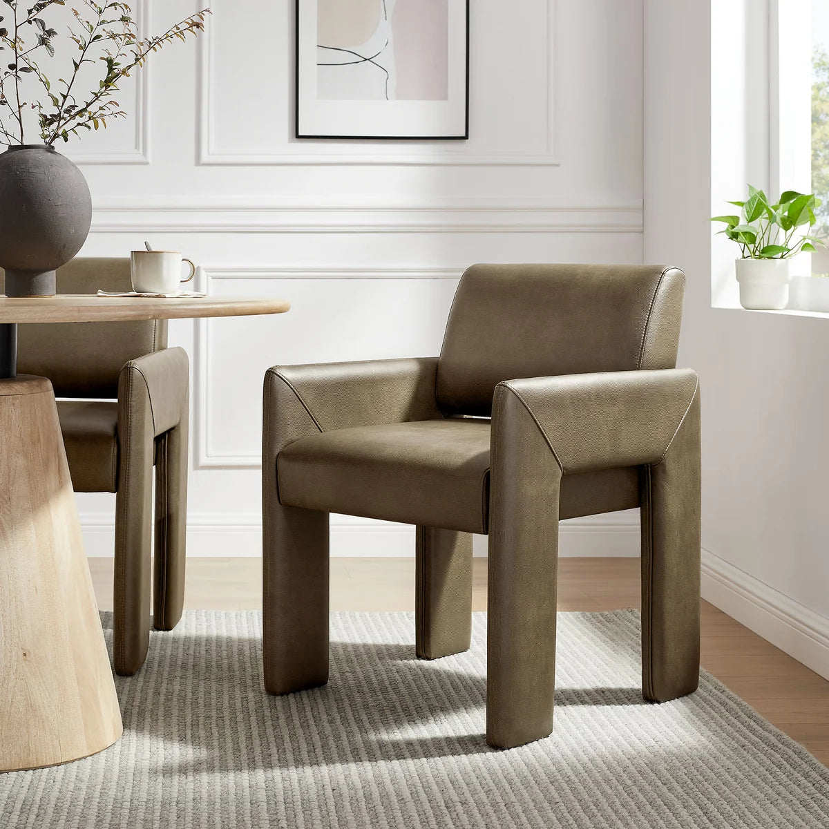 Daven Vegan Leather Dining Armchair in Canyon