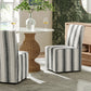 Tessera Striped Slipcovered Dining Side Chair in Tan Stripe