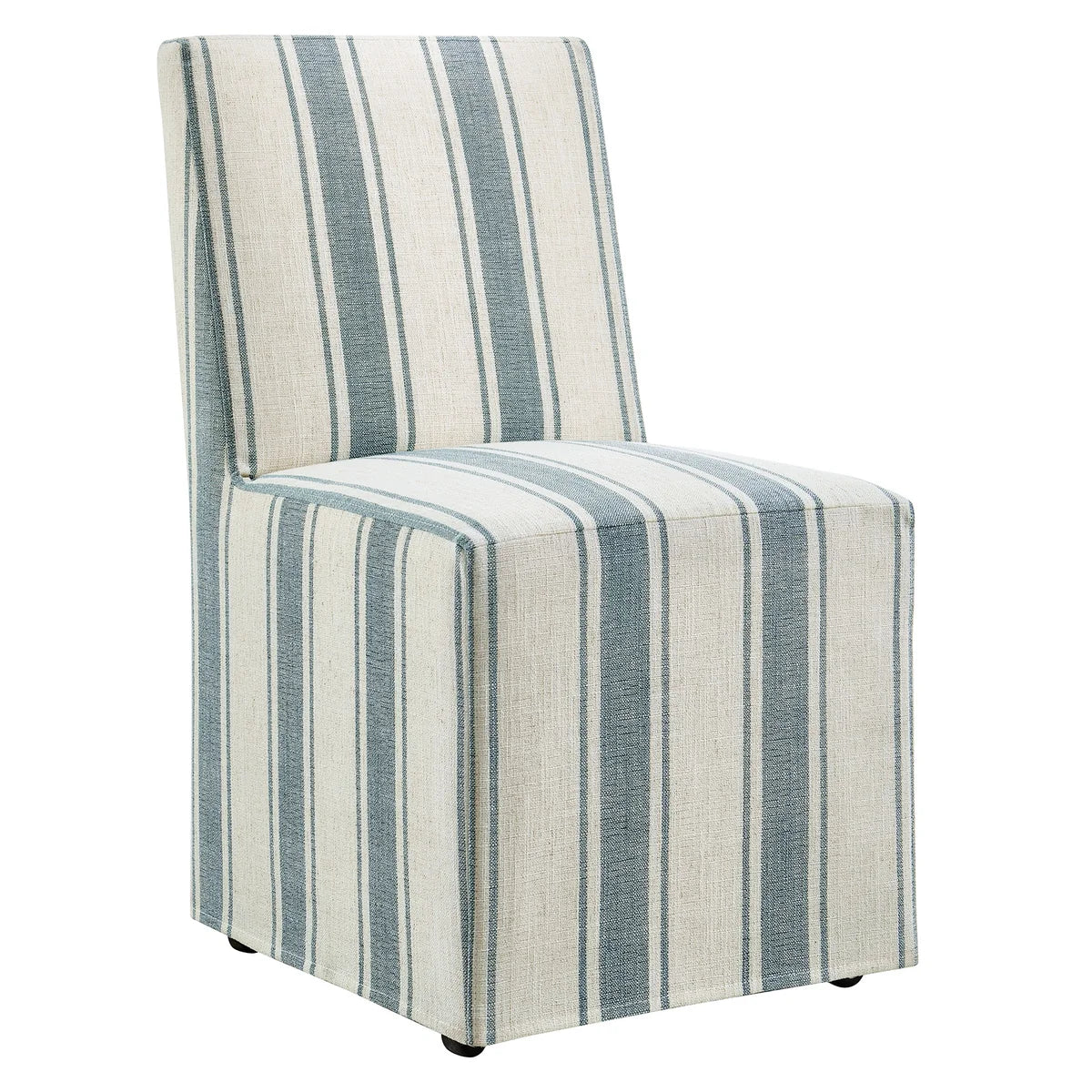 Tessera Striped Slipcovered Dining Side Chair in Tan Stripe