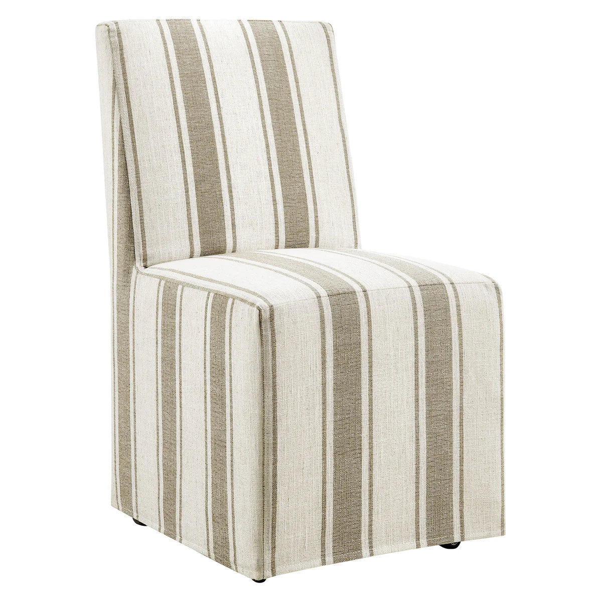 Tessera Striped Slipcovered Dining Side Chair in Tan Stripe