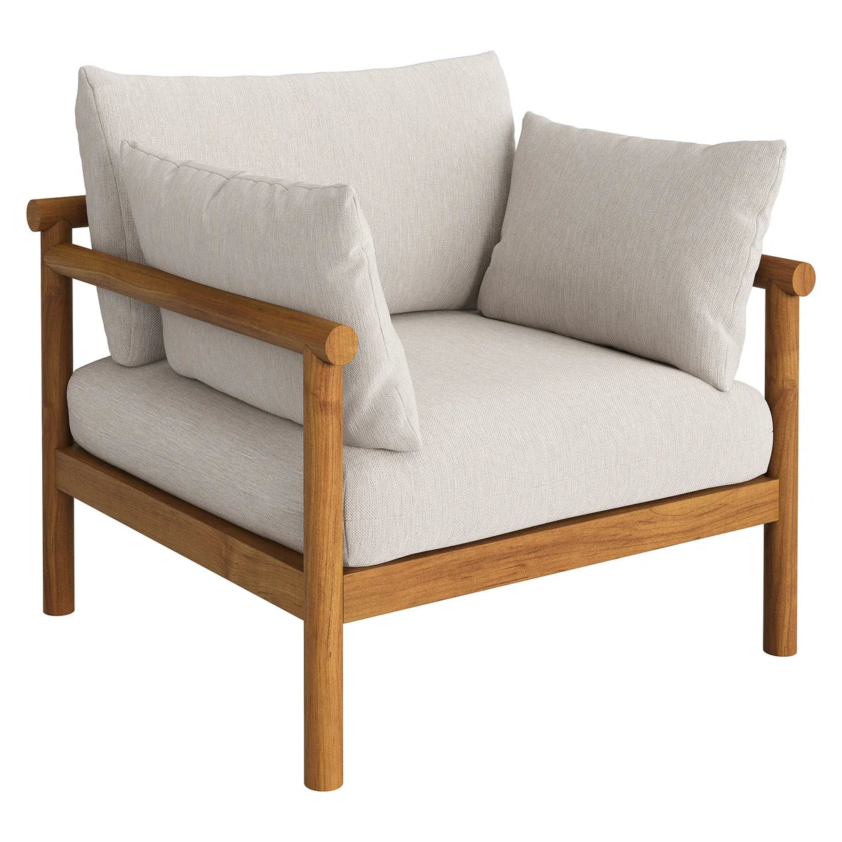 Eleni Outdoor Teak Wood Armchair in Weathered Gray Flint