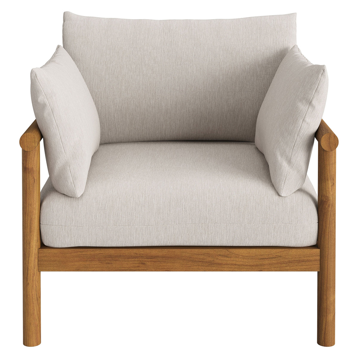 Eleni Outdoor Teak Wood Armchair in Weathered Gray Flint