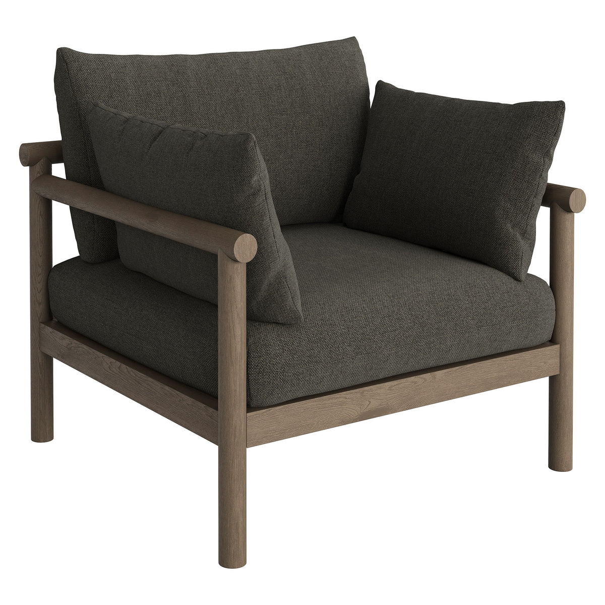 Eleni Outdoor Teak Wood Armchair in Weathered Gray Flint