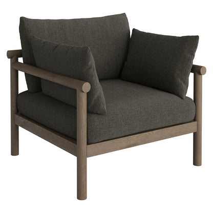 Eleni Outdoor Teak Wood Armchair in Weathered Gray Flint