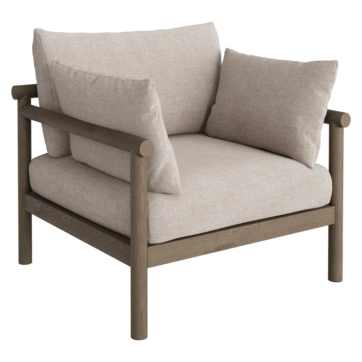 Eleni Outdoor Teak Wood Armchair in Weathered Gray Flint