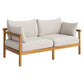 Eleni Outdoor Teak Wood Loveseat in Weathered Gray Flint