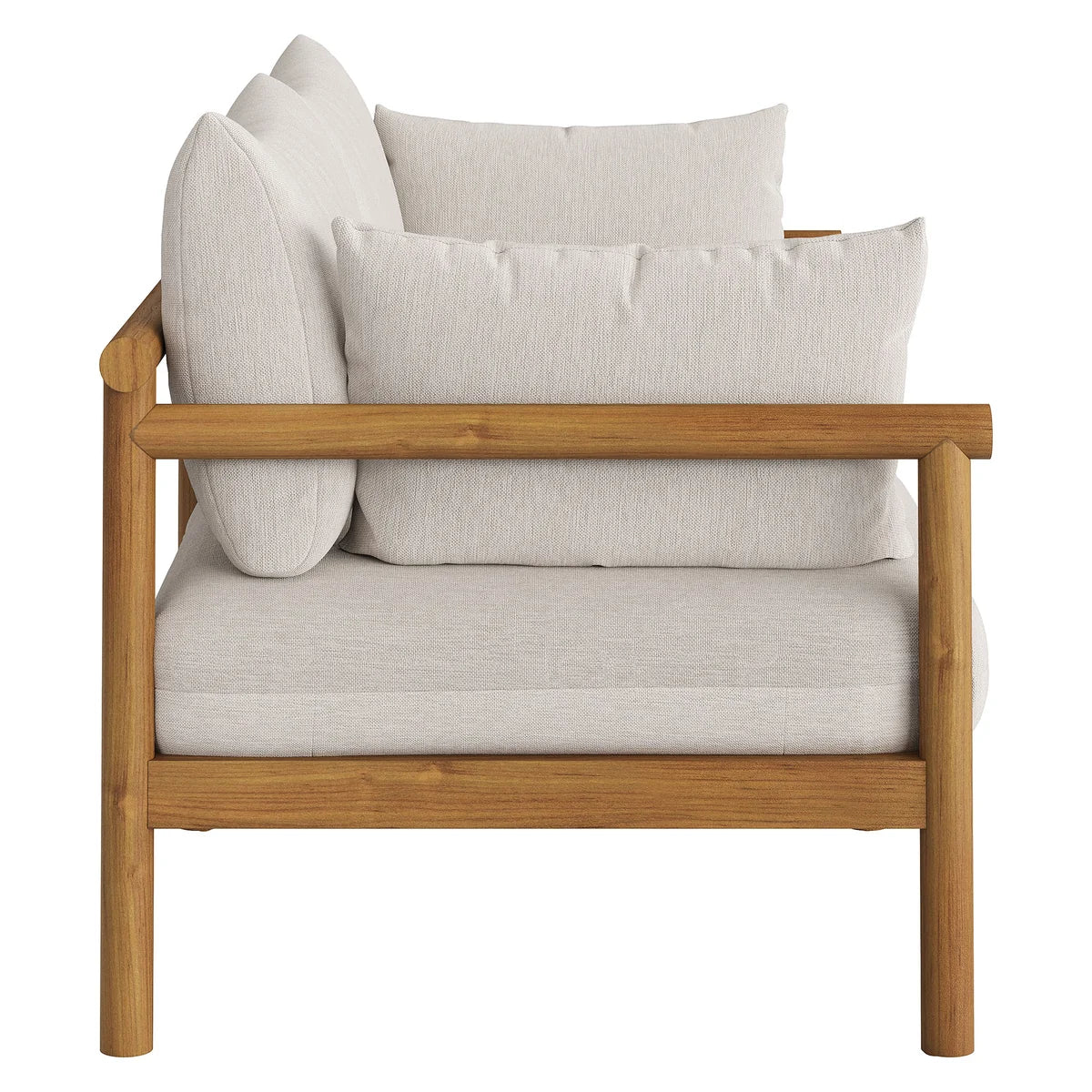 Eleni Outdoor Teak Wood Loveseat in Weathered Gray Flint