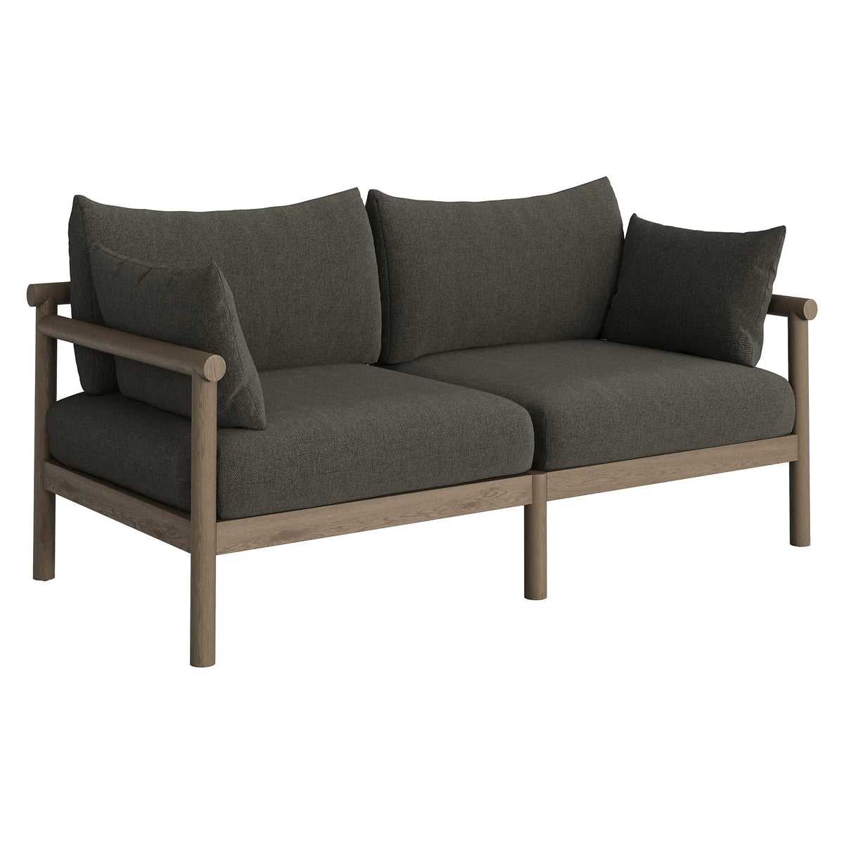 Eleni Outdoor Teak Wood Loveseat in Weathered Gray Flint