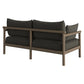 Eleni Outdoor Teak Wood Loveseat in Weathered Gray Flint